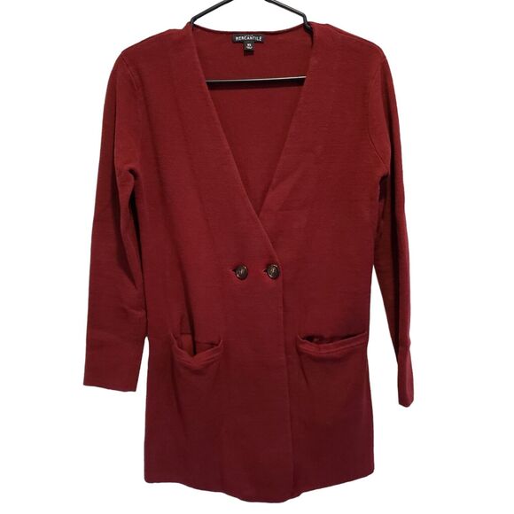 J.Crew Mercantile Cranberry Knit Blazer Cardigan Academia Oversized  X Small - Picture 1 of 9